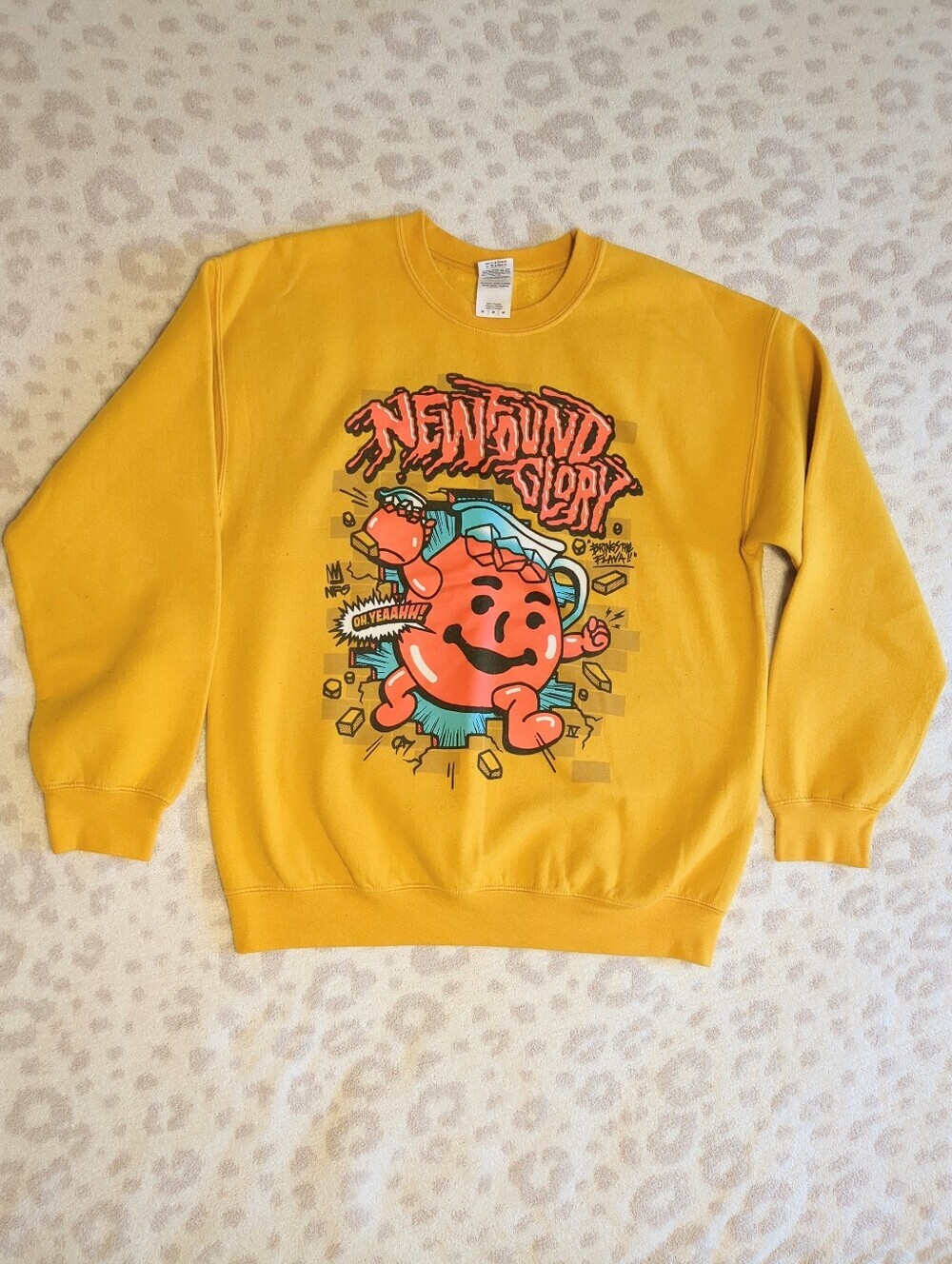 Vintage New Found Glory Kool-Aid Man Sweatshirt Yellow Blue Medium